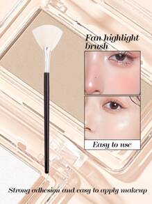 1pc High-end Fan-shaped Highlight Brush Soft Hair Multifunctional Makeup Brush Powder Brush - Black - View 2