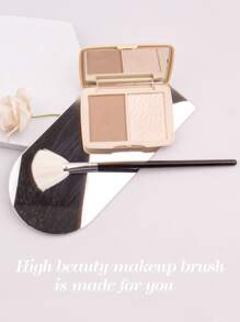 1pc High-end Fan-shaped Highlight Brush Soft Hair Multifunctional Makeup Brush Powder Brush - Black - View 3
