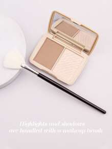 1pc High-end Fan-shaped Highlight Brush Soft Hair Multifunctional Makeup Brush Powder Brush - Black - View 5