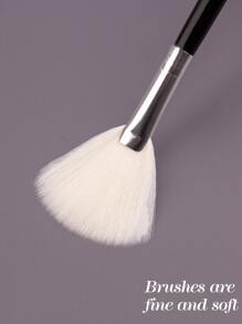 1pc High-end Fan-shaped Highlight Brush Soft Hair Multifunctional Makeup Brush Powder Brush - Black - View 6