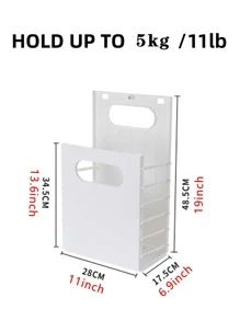 1pc PP Laundry Basket, Minimalist Foldable Wall Mounted Laundry Hamper For Home - White - View 3
