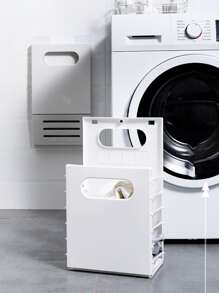 1pc PP Laundry Basket, Minimalist Foldable Wall Mounted Laundry Hamper For Home - White - View 7