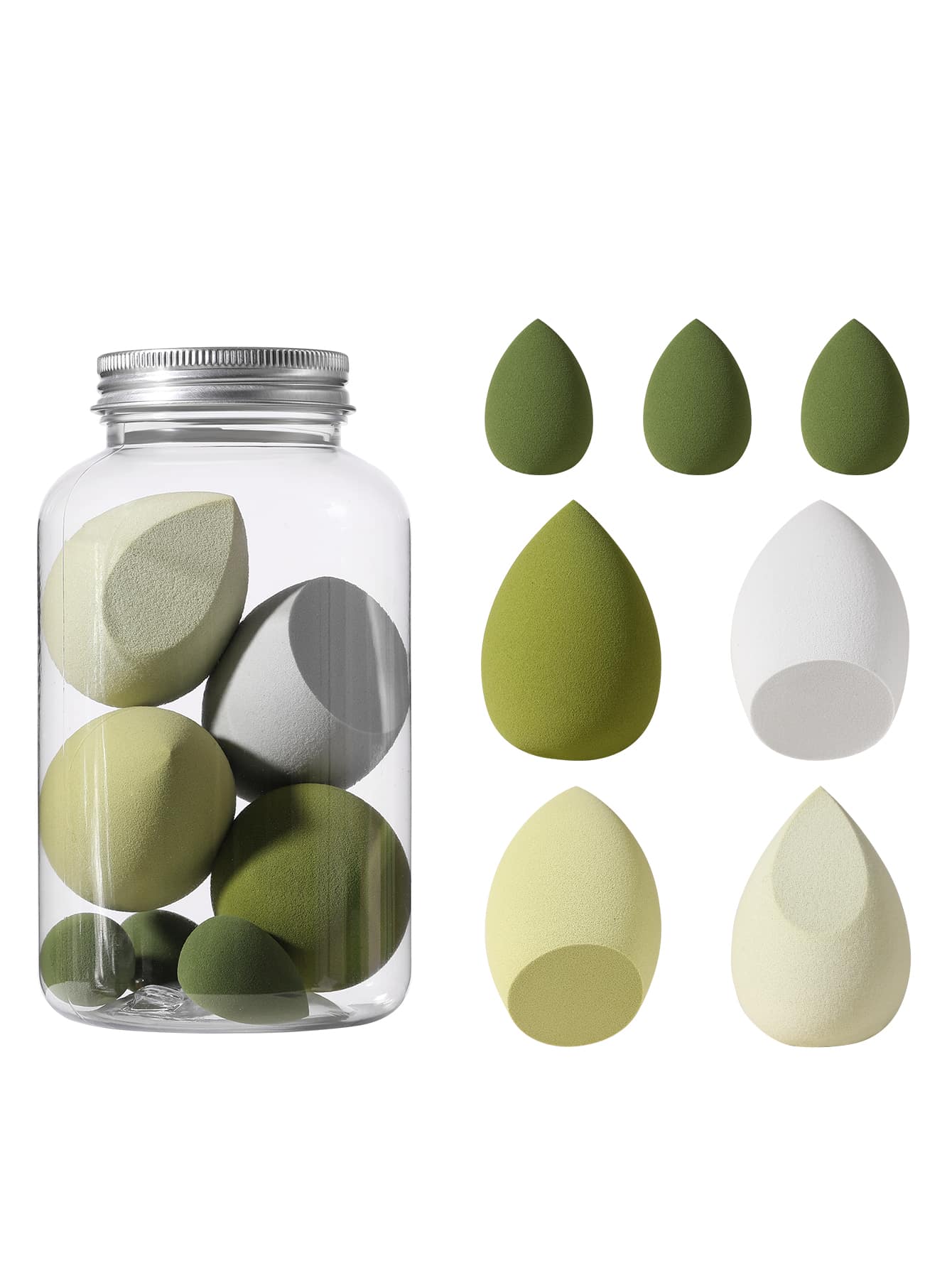 7PCS Makeup Sponge+Storage Bucket, Suitable For Cream & Powder Concealer, Loose Powder Makeup Application - Multicolor - View 1