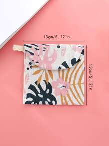 1pc Tropical Pattern Sanitary Napkin Storage Bag, Modern Polyester Sanitary Pad Pouch Period Kit For Outdoor For Travel Storage Bag,Makeup Bag,Cosmetic Bag,Vacation Organizer,Large Capacity Makeup Organizer Makeup Case, For Lipstick, Brush, Skincare, Mobile Phone, Coin, Small Items, For Home,Gift,Vacation And Festival Halloween Christmas Multifunctional Use,Boho Vibes - Pink - View 2