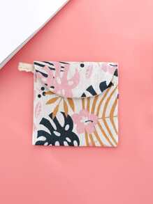 1pc Tropical Pattern Sanitary Napkin Storage Bag, Modern Polyester Sanitary Pad Pouch Period Kit For Outdoor For Travel Storage Bag,Makeup Bag,Cosmetic Bag,Vacation Organizer,Large Capacity Makeup Organizer Makeup Case, For Lipstick, Brush, Skincare, Mobile Phone, Coin, Small Items, For Home,Gift,Vacation And Festival Halloween Christmas Multifunctional Use,Boho Vibes - Pink - View 4