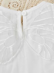 嬰兒蝴蝶貼花荷葉邊網紗覆蓋洋裝 - 白色 - 查看 3