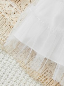 嬰兒蝴蝶貼花荷葉邊網紗覆蓋洋裝 - 白色 - 查看 4