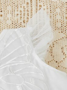 嬰兒蝴蝶貼花荷葉邊網紗覆蓋洋裝 - 白色 - 查看 5