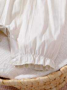 SHEIN 嬰兒泡泡袖荷葉邊連身短褲 - 杏色 - 查看 3