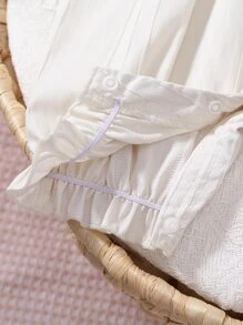 SHEIN 嬰兒泡泡袖荷葉邊連身短褲 - 杏色 - 查看 6