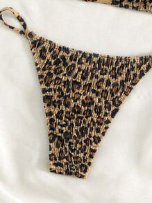 Swim SXY Summer Beach Leopard Halter Triangle Bikini Set - Multicolor - View 7