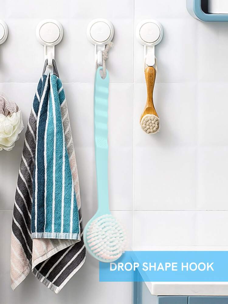 1pc Long Handle Exfoliating Double-Sided Bath Brush Bath Brush, White Pp Bath Scrubber For Bathroom, Use In The Shower, Clean Your Back, With Holes For Easy Storage, Cleaning Exfoliating Skin And Well Lather For Sensitive And All Kinds Of Skin - Blue - View 2