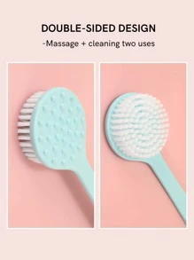 1pc Long Handle Exfoliating Double-Sided Bath Brush Bath Brush, White Pp Bath Scrubber For Bathroom, Use In The Shower, Clean Your Back, With Holes For Easy Storage, Cleaning Exfoliating Skin And Well Lather For Sensitive And All Kinds Of Skin - Blue - View 7