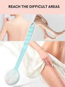 1pc Long Handle Exfoliating Double-Sided Bath Brush Bath Brush, White Pp Bath Scrubber For Bathroom, Use In The Shower, Clean Your Back, With Holes For Easy Storage, Cleaning Exfoliating Skin And Well Lather For Sensitive And All Kinds Of Skin - Blue - View 8