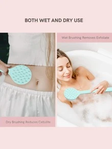 1pc Long Handle Exfoliating Double-Sided Bath Brush Bath Brush, White Pp Bath Scrubber For Bathroom, Use In The Shower, Clean Your Back, With Holes For Easy Storage, Cleaning Exfoliating Skin And Well Lather For Sensitive And All Kinds Of Skin - Blue - View 9