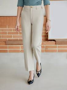 DAZY Solid Slant Pocket Suit Trousers - White - View 5