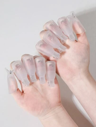 10 piezas Clips transparentes para remover esmalte de uñas Clips de plástico reutilizables para quitar uñas acrílicas, gel y esmalte UV