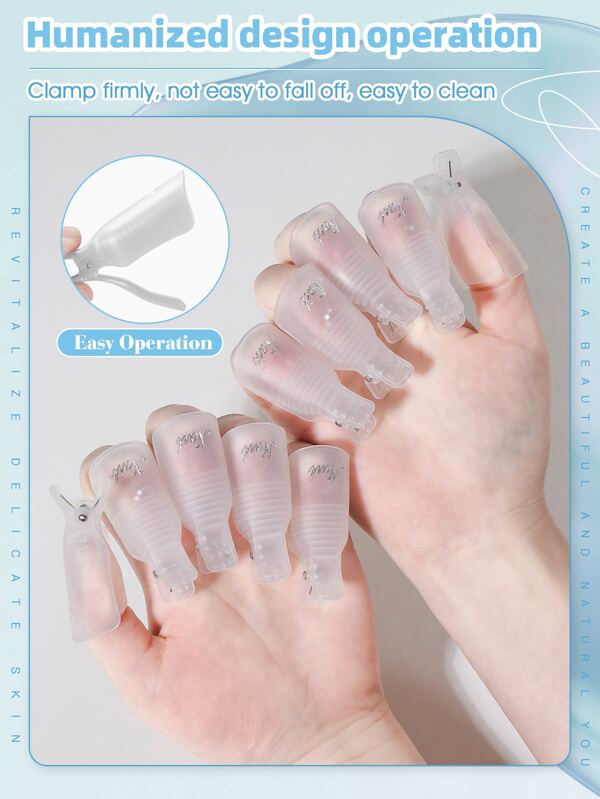 10Pcs Transparent Nail Polish Remover Clips Plastic Reusable Finger