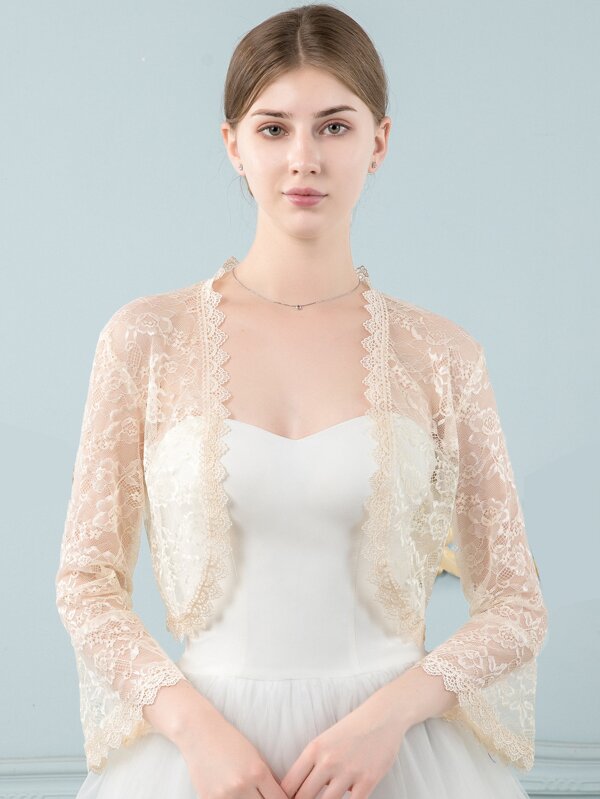 1pc Vintage Elegant Lace Long Sleeve Hollow Halter Top, Sexy For Daily, Wedding, Party, Available In Black, Champagne And White