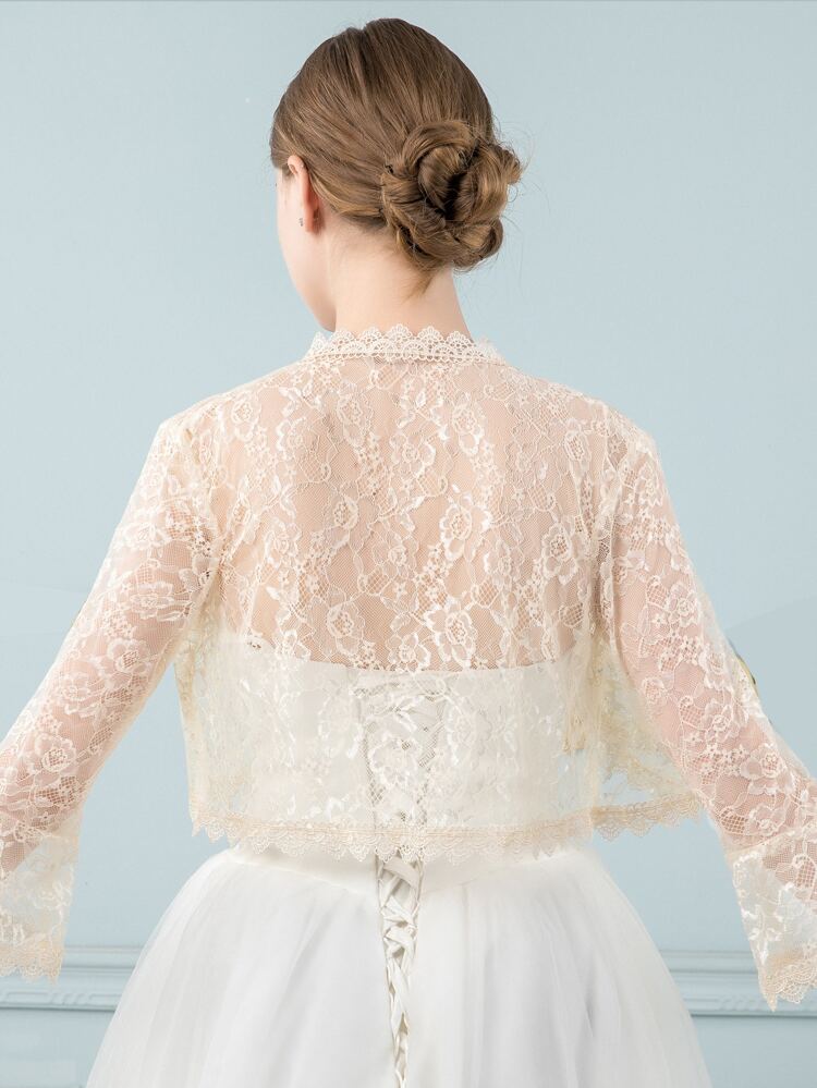 1pc Vintage Elegant Lace Long Sleeve Hollow Halter Top, Sexy For Daily, Wedding, Party, Available In Black, Champagne And White Fall Clothes For Women