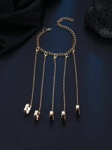 1入組男士金屬連指手鍊嘻哈朋克風格復古戒指日常裝飾 - 金色 - 查看 4