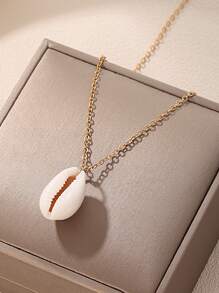 貝殼墜飾項鍊 - 金黃色 - 查看 2