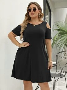 Vestido de hombros descubiertos con bolsillo oculto - Negro - Ver 3