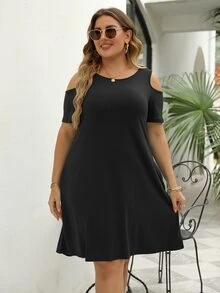 Vestido de hombros descubiertos con bolsillo oculto - Negro - Ver 4