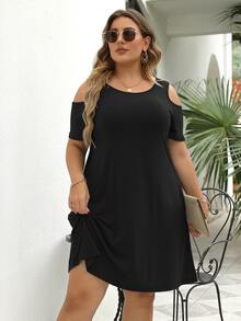 Vestido de hombros descubiertos con bolsillo oculto - Negro - Ver 6