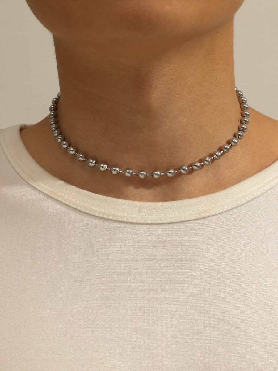 1 Dây chuyền nam tối giản Vòng cổ trang sức bằng đồng - Bạc - Xem 1