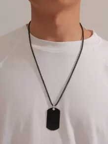 時尚流行1入組男士幾何吊墜項鍊，不銹鋼首飾，適合珠寶禮物和時尚外觀 - 黑色 - 查看 1