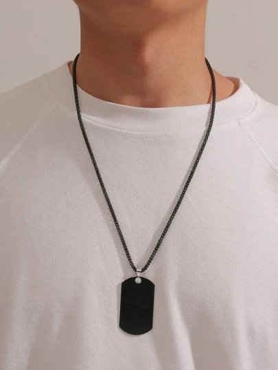 Fashionable and Popular 1pc Men Geometric Pendant Necklace, Stainless Steel Jewelry for Jewelry Gift and for a Stylish Look