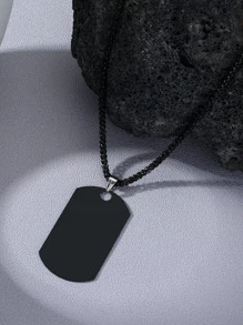 時尚流行1入組男士幾何吊墜項鍊，不銹鋼首飾，適合珠寶禮物和時尚外觀 - 黑色 - 查看 2