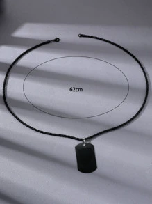 時尚流行1入組男士幾何吊墜項鍊，不銹鋼首飾，適合珠寶禮物和時尚外觀 - 黑色 - 查看 3