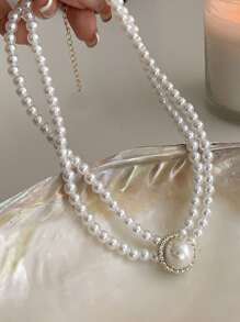 Faux Pearl Decor Faux Pearl Beaded Choker & Earrings - Multicolor - View 5