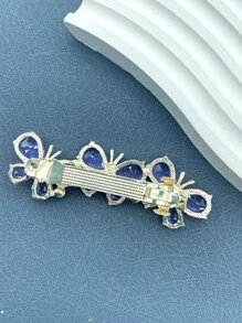 Rhinestone Butterfly Decor French Clip - Mauve Purple - View 2