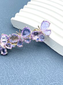 Rhinestone Butterfly Decor French Clip - Mauve Purple - View 5