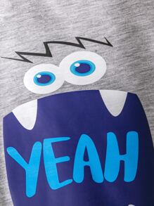 小男童字母和卡通圖案T恤