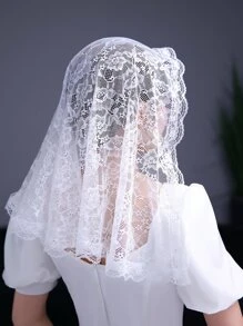 Khăn quàng cổ họa tiết hoa - trắng - Xem 2