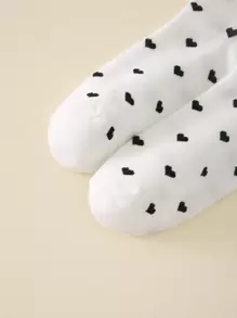 男士愛心圖案中筒襪 - 黑與白 - 查看 3