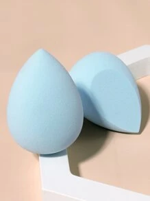 2入組濕、乾兩用化妝海綿套裝，水滴和水滴斜形海綿粉撲，適用於完美妝容和柔和妝效，適用於所有皮膚類型，攜帶方便，日常使用和旅行必備 - 淺藍色 - 查看 5