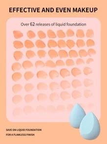 2入組濕、乾兩用化妝海綿套裝，水滴和水滴斜形海綿粉撲，適用於完美妝容和柔和妝效，適用於所有皮膚類型，攜帶方便，日常使用和旅行必備 - 淺藍色 - 查看 7