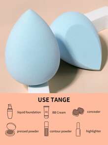 2入組濕、乾兩用化妝海綿套裝，水滴和水滴斜形海綿粉撲，適用於完美妝容和柔和妝效，適用於所有皮膚類型，攜帶方便，日常使用和旅行必備 - 淺藍色 - 查看 8