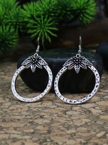 3pairs/set Textured Metal Drop Earrings - Antique Silver - View 4