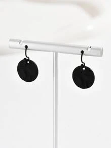 圓形耳墜 - 黑色 - 查看 2