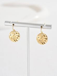 Bông tai thả tròn kết cấu - Vàng - Xem 2