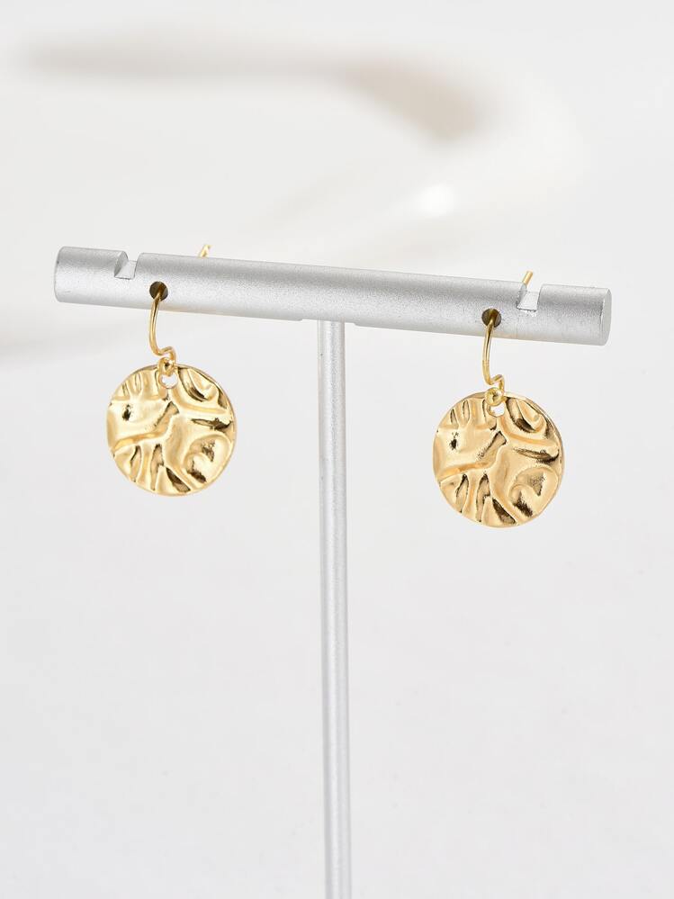 Bông tai thả tròn kết cấu - Vàng - Xem 2