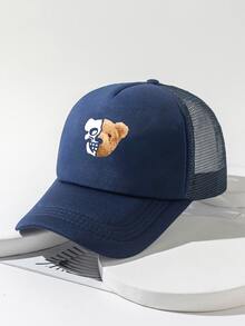 男士熊和字母圖案網眼棒球帽 - 藏蓝色 - 查看 2