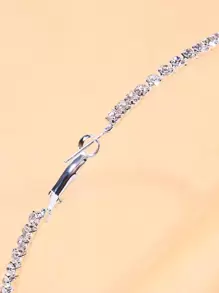 Hoa tai vòng trang trí bằng đá rhinestone - Bạc - Xem 3