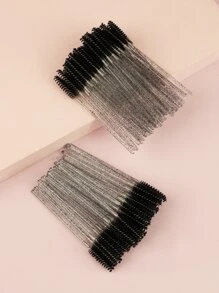 100pcs Glitter Disposable Eyelash Brush, Mascara Wands Makeup Brushes Applicators Kits For Eyelash Extensions And Eyebrow Brush With Container, Eyebrow Brush, Eyeshadow Brush, Brush,Giveaways - Black - View 2